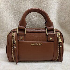 Cute Madden NYC Small Barrel Bag in Cognac Brown with Crossbody Strap